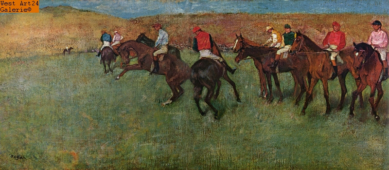 Pferderennen vor dem Start nach Degas Gemäldeimitation